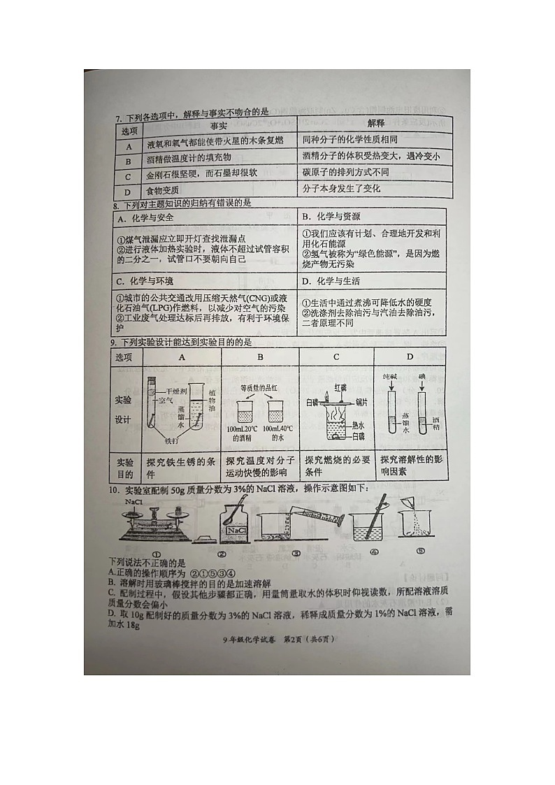 江苏省盐城市建湖县2023-2024学年九年级上学期1月期末化学试题第2页