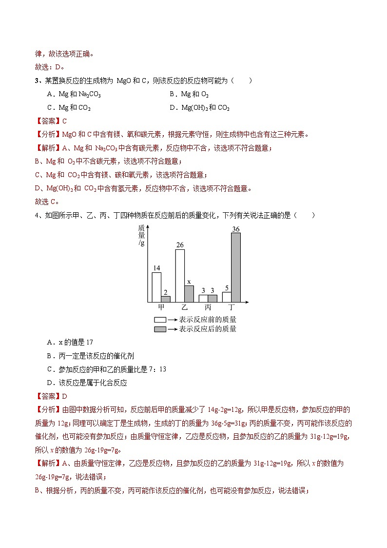 专题02 质量守恒定律 化学方程式(测试)(解析版)第2页