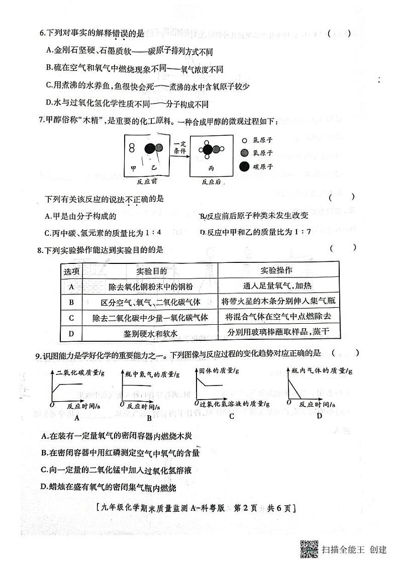 陕西省西安市未央区经开二校2023-2024学年九年级上学期1月期末化学试题02