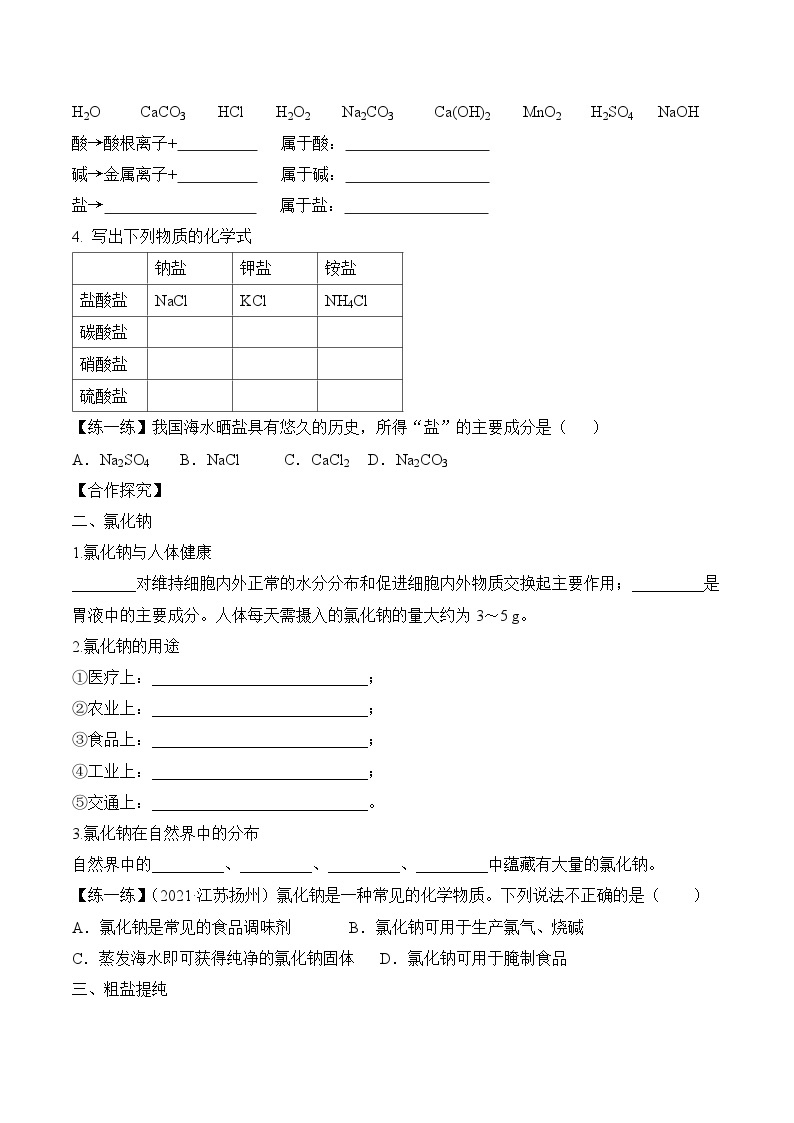 人教版化学九年级下册11.1《生活中常见的盐》第一课时 课件+教案+导学案+分层练习（含答案解析）02