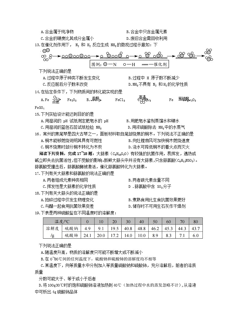 2022年江苏常州中考化学真题及答案02