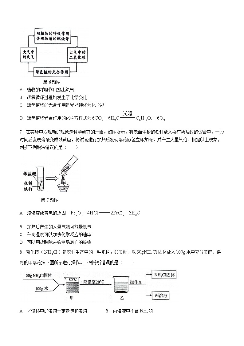 四川省泸州市龙马潭区2023-2024学年九年级上学期1月期末化学试题02