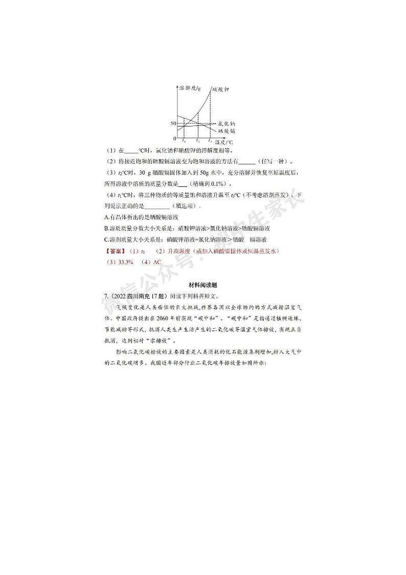2022中考化学已考地区真题汇总03