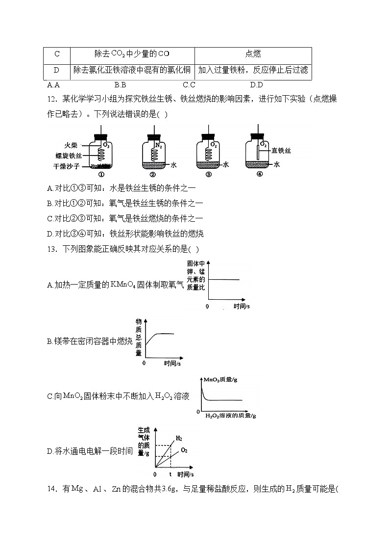 河南省安阳市文峰区2024届九年级上学期期末学业质量监测化学试卷(含答案)第3页