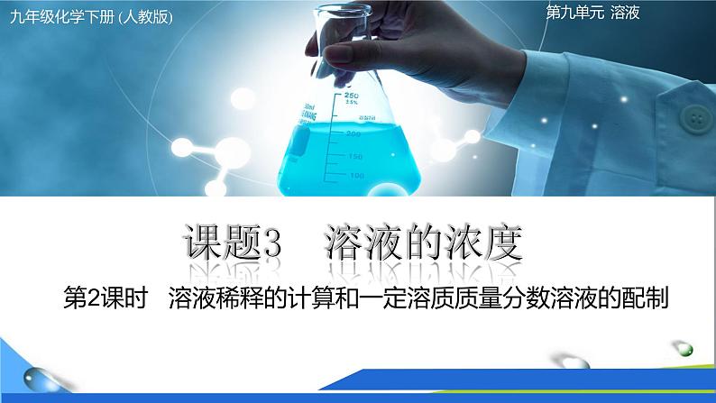 人教版初中化学九年级下册第九单元课题3溶液的浓度(第2课时)01