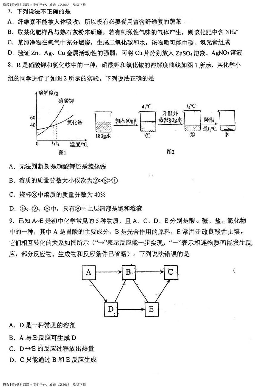 2024年陜西省西安市碑林區(qū)西安工業(yè)大學(xué)附屬中學(xué)中考第一次模擬化學(xué)試題第2頁(yè)