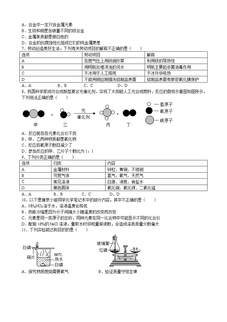安徽省淮北市濉溪县淮海中学2023_2024学年九年级下学期开学考试化学试题第2页
