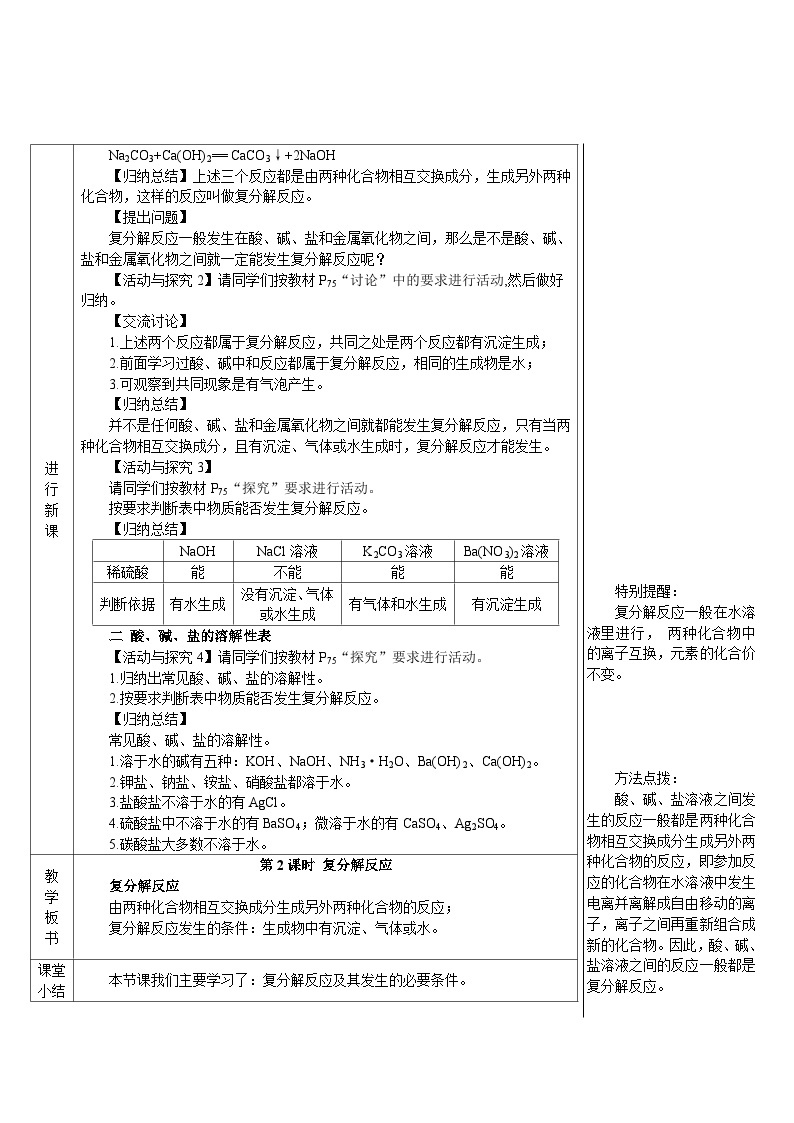 人教版九年级下册化学第2课时 复分解反应（导学案）02