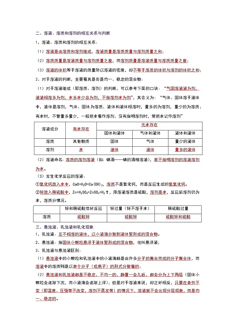 9.1 溶液的形成(考点解读)(原卷版)第2页