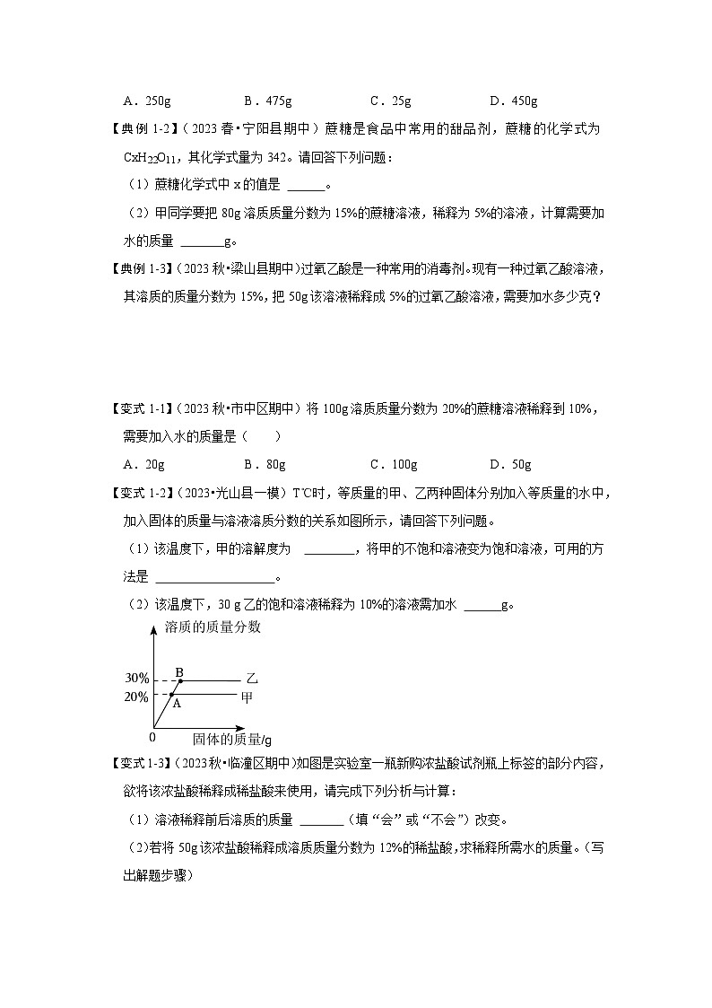 9.3 溶液的浓度(考点解读)(原卷版)第3页