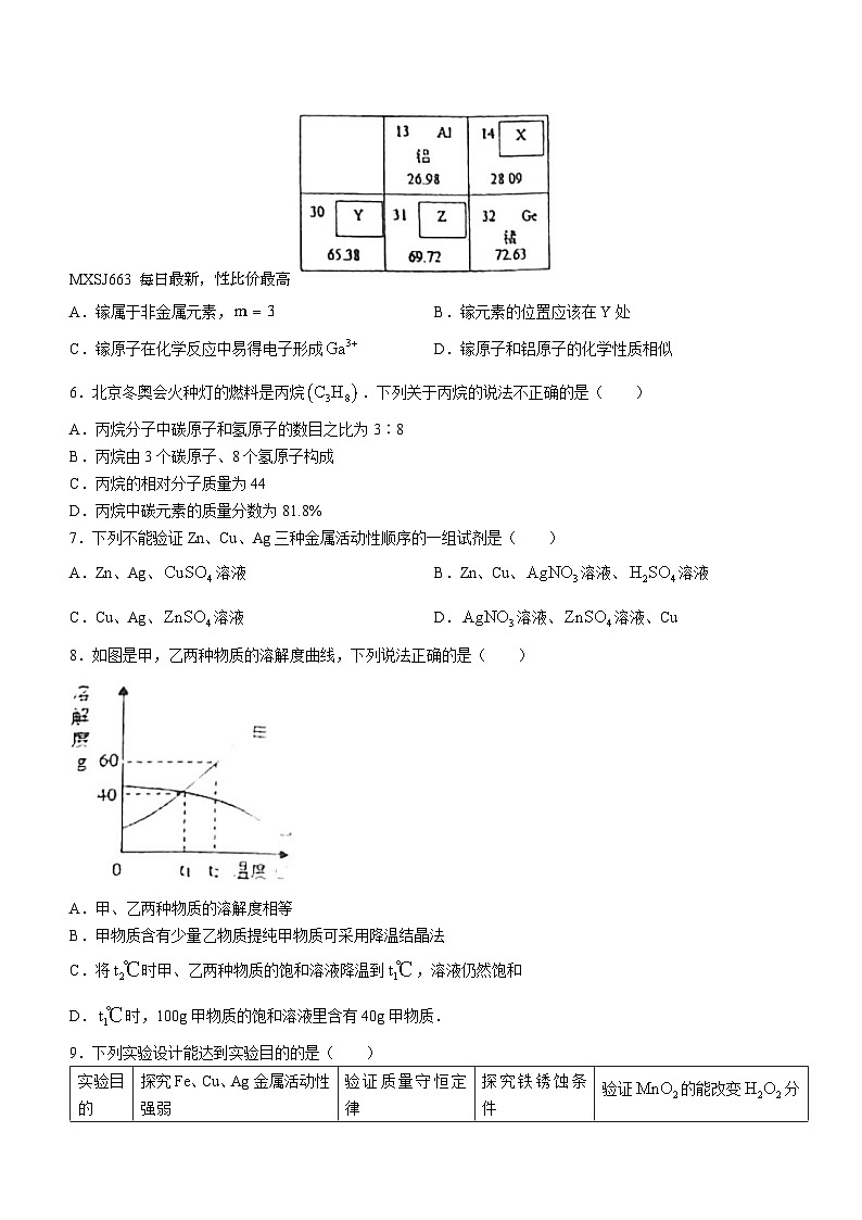 29,山东省菏泽市牡丹区第二十二初级中学2023-2024学年九年级下学期化学开学考试卷()第2页