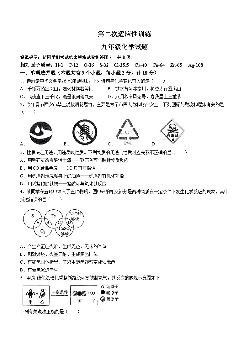 22,2024年陕西省西安市碑林区翱翔中学(原西工大附中)中考二模化学试卷()01