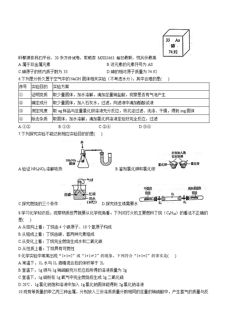 39,2023山东省威海市火炬高技术产业开发区中考一模化学试题()02