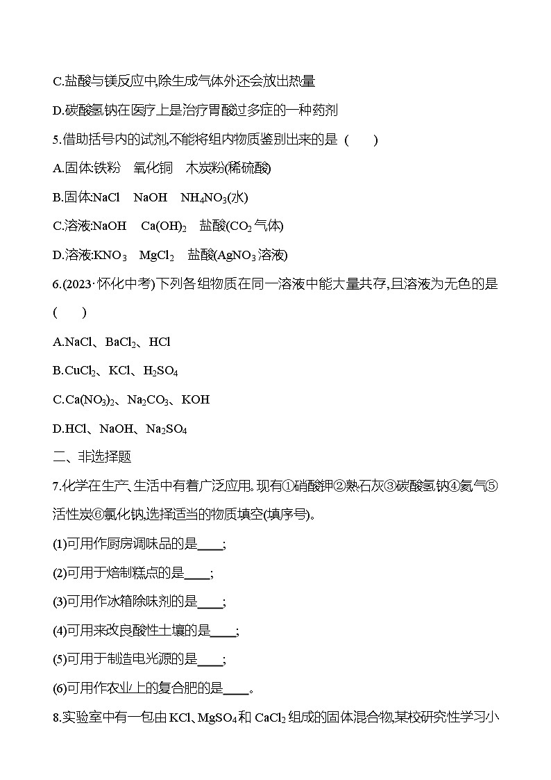 2023-2024 中考化学复习 板块一 主题7 盐和化肥 提分作业(学生版)第2页