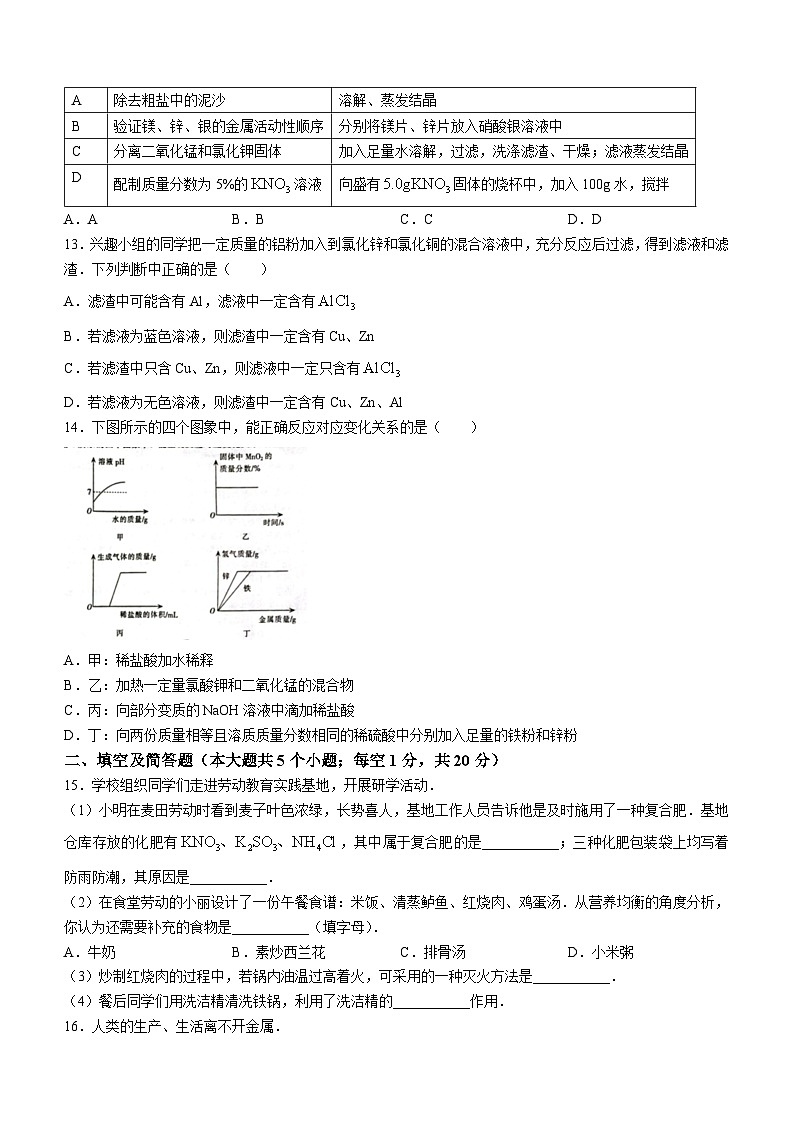 河北省秦皇岛市青龙满族自治县2023-2024学年九年级下学期开学摸底考试化学试题03