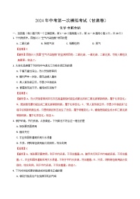 2024年初三中考第一次模拟考试试题：化学（甘肃卷）（全解全析）