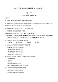 2024年初三中考第一次模拟考试试题：化学（甘肃卷）（考试版A4）