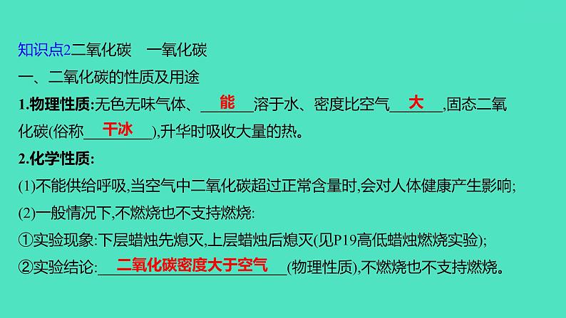 2024山东中考复习 人教版化学 基础知识复习 第三部分 第2讲 碳和碳的氧化物 课件第6页