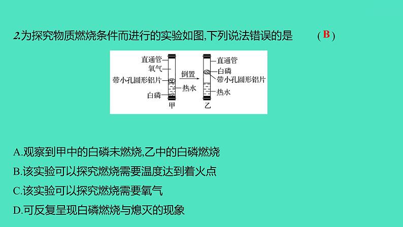 2024山东中考复习 人教版化学 考点研究 实验3 燃烧条件的探究 课件第6页