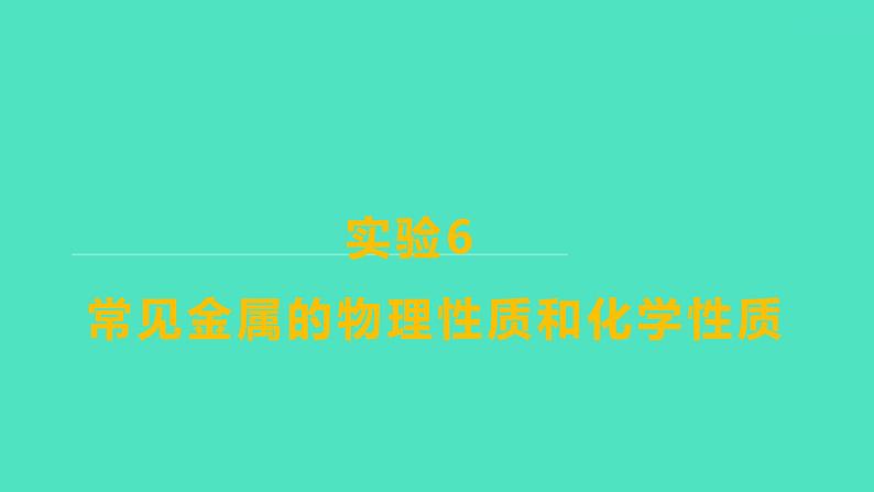 2024山东中考复习 人教版化学 基础知识复习 实验6 常见金属的物理性质和化学性质 课件第1页