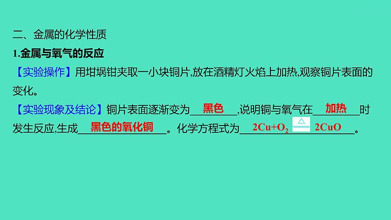 2024山东中考复习 人教版化学 基础知识复习 实验6 常见金属的物理性质和化学性质 课件第4页