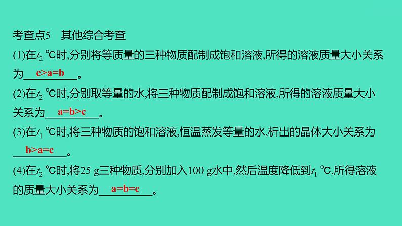 2024山东中考复习 人教版化学 考点研究 微专题6 溶解度曲线 课件06