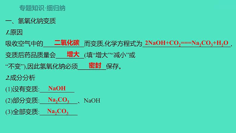 2024山东中考复习 人教版化学 考点研究 微专题9 氢氧化钠变质的探究 课件第2页