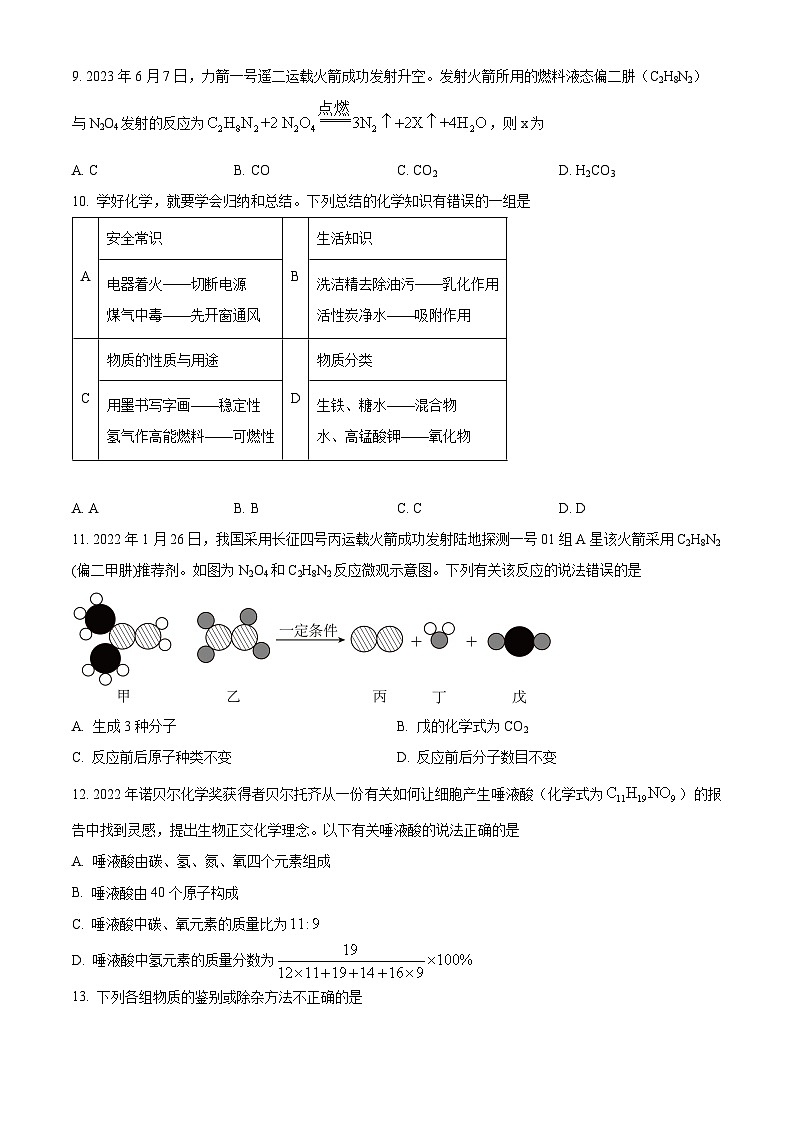 广东省肇庆市地质中学2023-2024学年九年级下学期摸底考试化学试题(原卷版+解析版)03