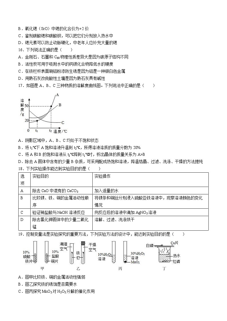江苏省南通市如皋市实验初中2023-2024学年九年级下学期第一次月考化学试题(无答案)第2页