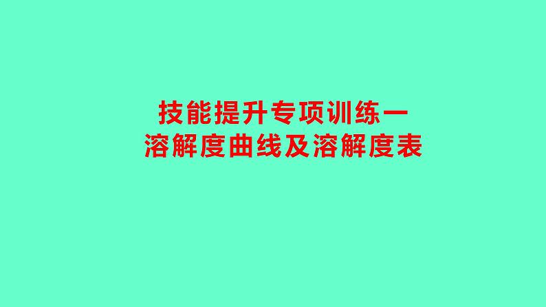 2024贵州中考一轮复习 人教版化学 技能提升专项训练一 溶解度曲线及溶解度表 课件第1页