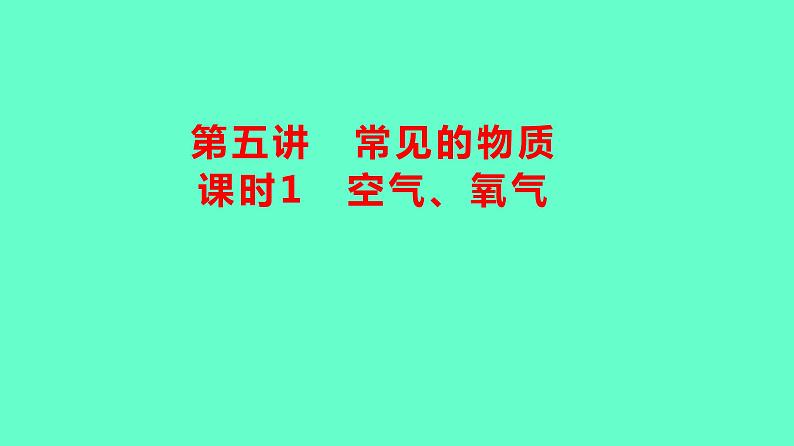 2024贵州中考一轮复习 人教版化学 教材基础复习 主题二 第五讲 课时1 空气、氧气 课件01