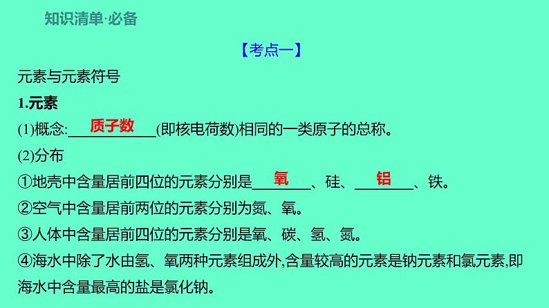 2024贵州中考一轮复习 人教版化学 教材基础复习 主题三 第七讲 元素 化学式与化合价 课件04
