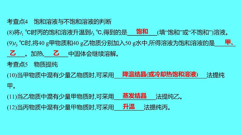 2024湖南中考复习 人教版化学 微专题六 溶解度曲线 课件第4页