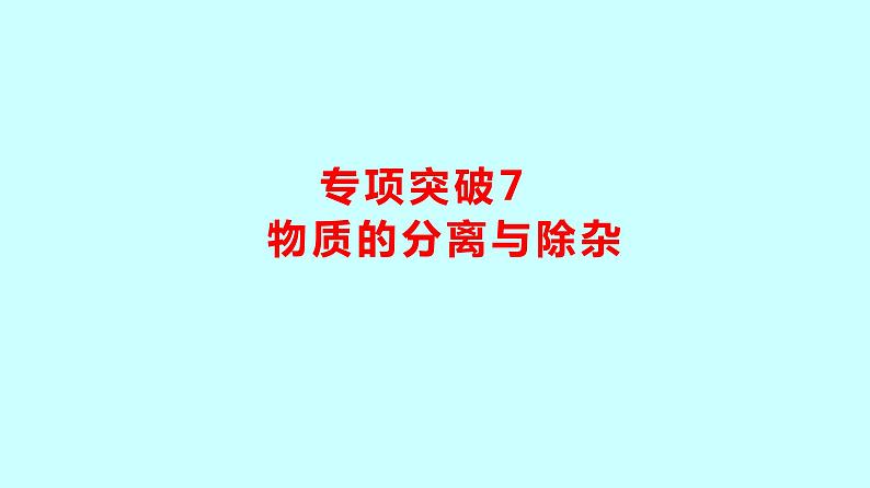 2024贵州中考复习 人教版化学 专项突破7 物质的分离与除杂 课件01