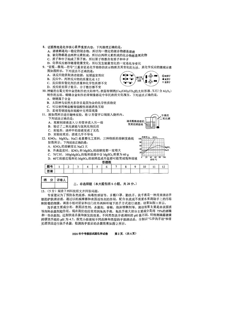 2024年安徽省合肥市第三十九中学中考化学模拟试题第2页
