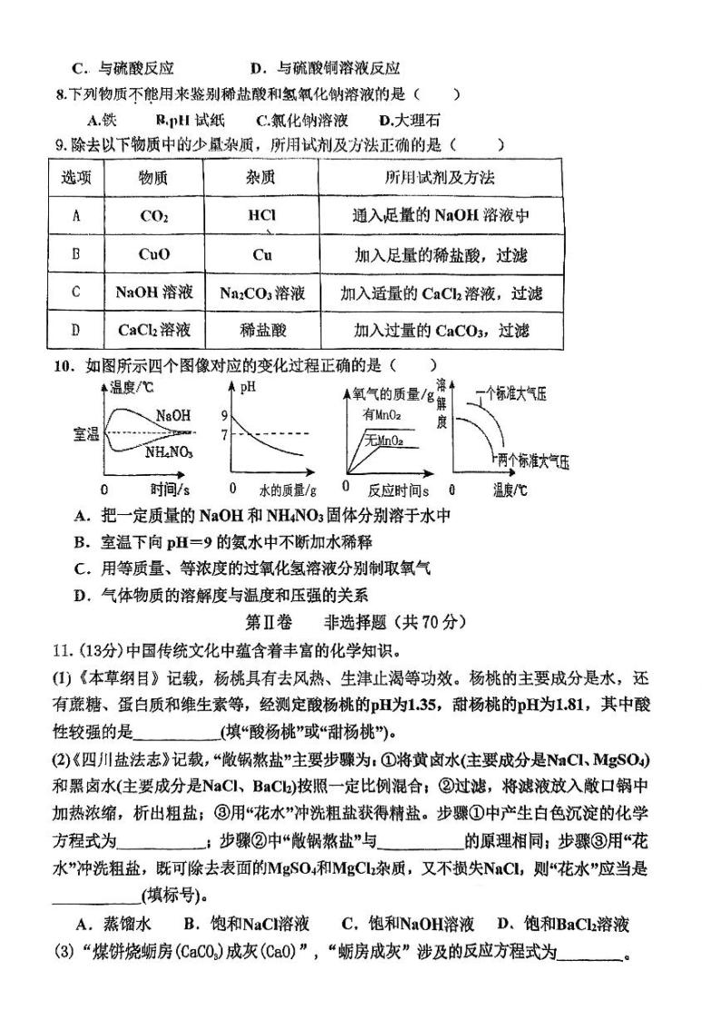 福建省福州立志中学2023-2024学年下学期九年级开学考化学试卷02