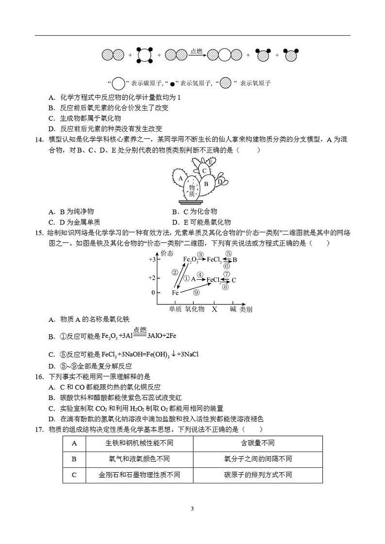 备战2024年初三中考模拟卷:化学卷06(全国通用)(原卷版)第3页