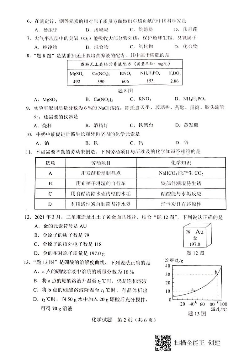 2021年广东省中考化学真题试卷(PDF版 含答案)02