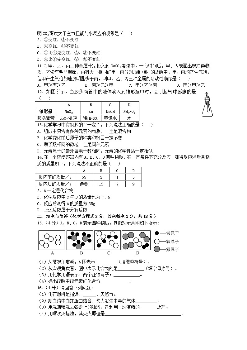内蒙古赤峰市红山区第八中学2023--2024学年九年级下学期第一次月考化学试题第2页
