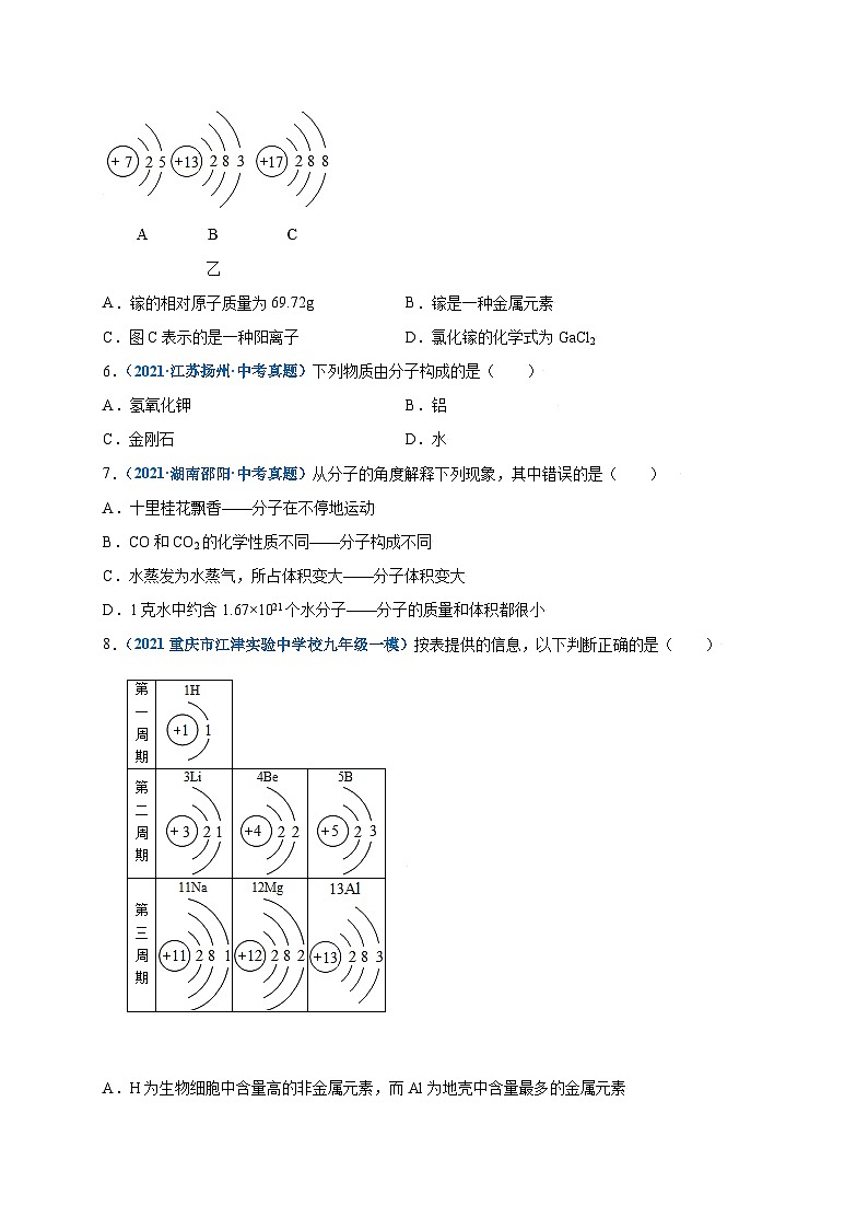人教版九年级化学上册尖子生选拔卷第三单元物质构成的奥秘(提分小卷)-【单元测试】(原卷版+解析)第2页