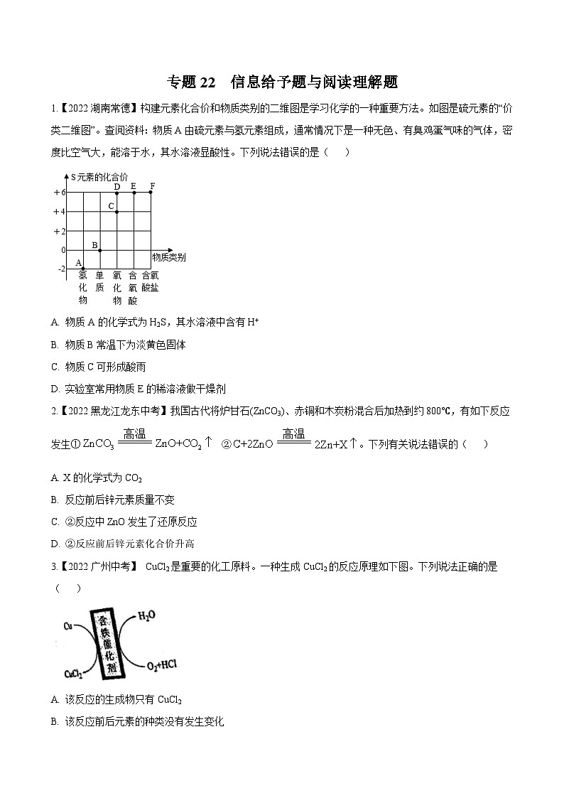 中考化学真题分项汇编(全国通用)(第02期)专题22信息给予题与阅读理解题(原卷版+解析)第1页