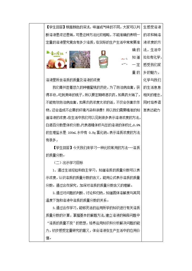 9.3溶液的浓度教学设计 九年级化学人教版下册02