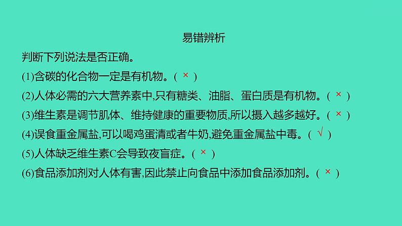 2024中考一轮复习 鲁教版化学 教材基础复习 第十单元 化学与健康 课件第4页