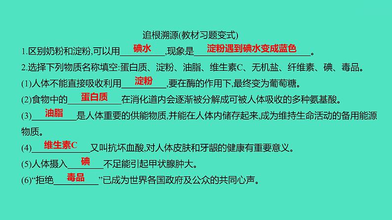 2024中考一轮复习 鲁教版化学 教材基础复习 第十单元 化学与健康 课件第5页