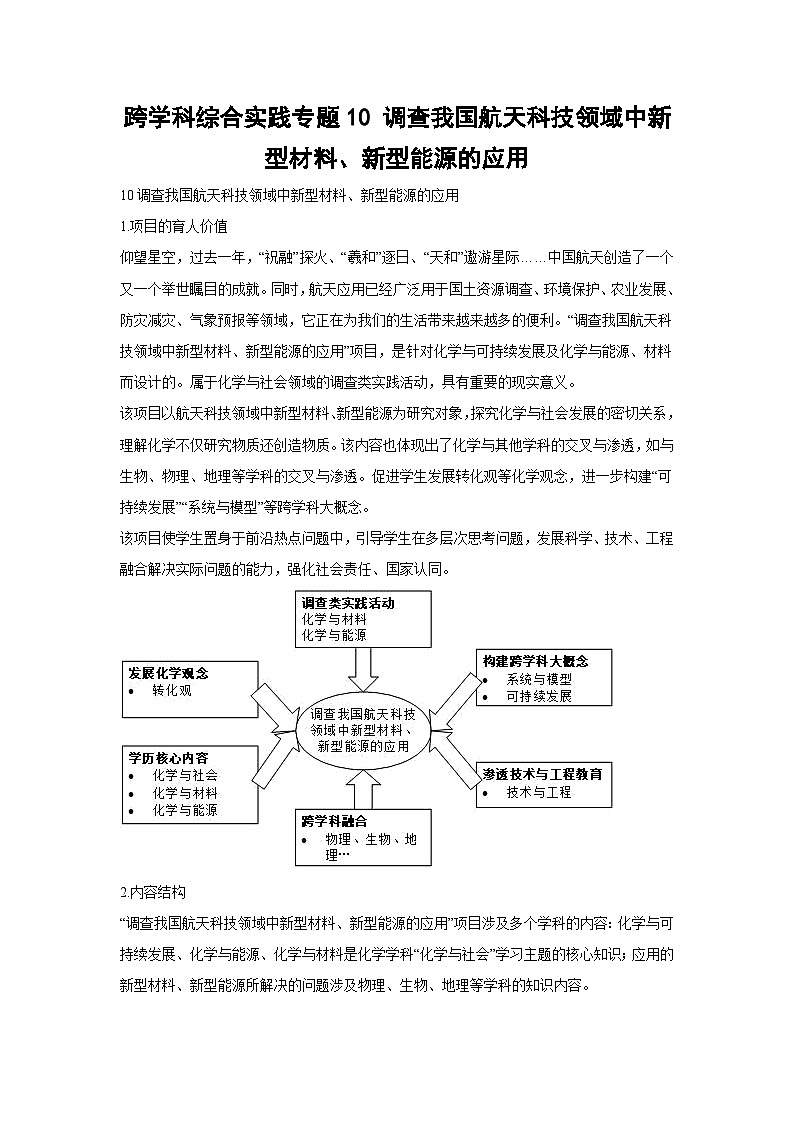 跨学科综合实践专题10 调查我国航天科技领域中新型材料、新型能源的应用(学生版)第1页