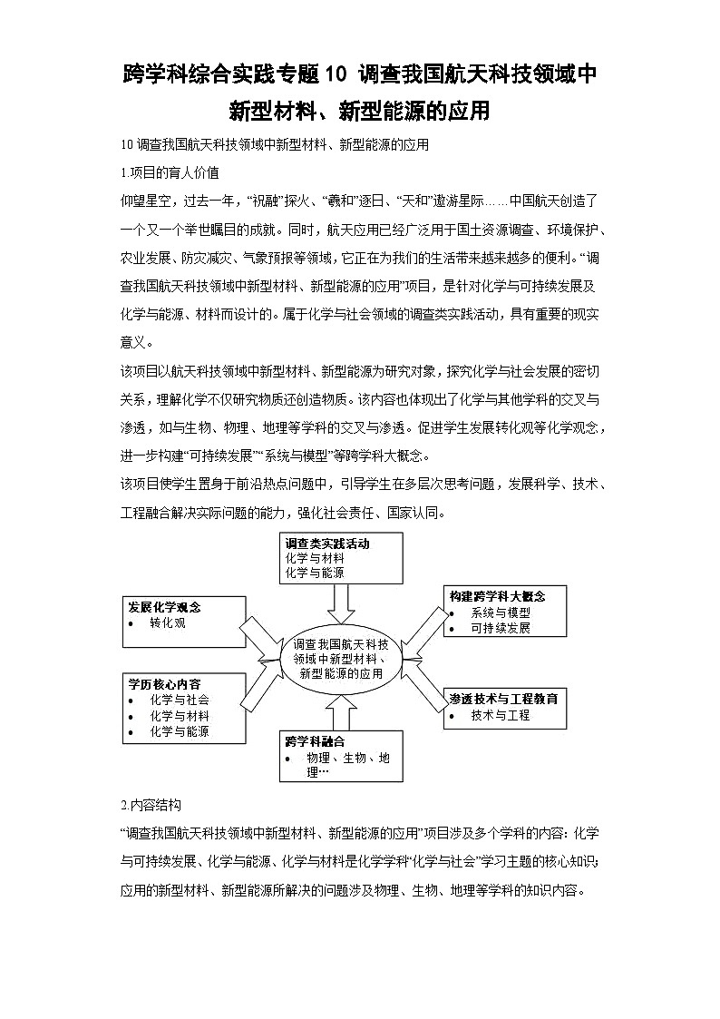跨学科综合实践专题10 调查我国航天科技领域中新型材料、新型能源的应用(解析版)第1页