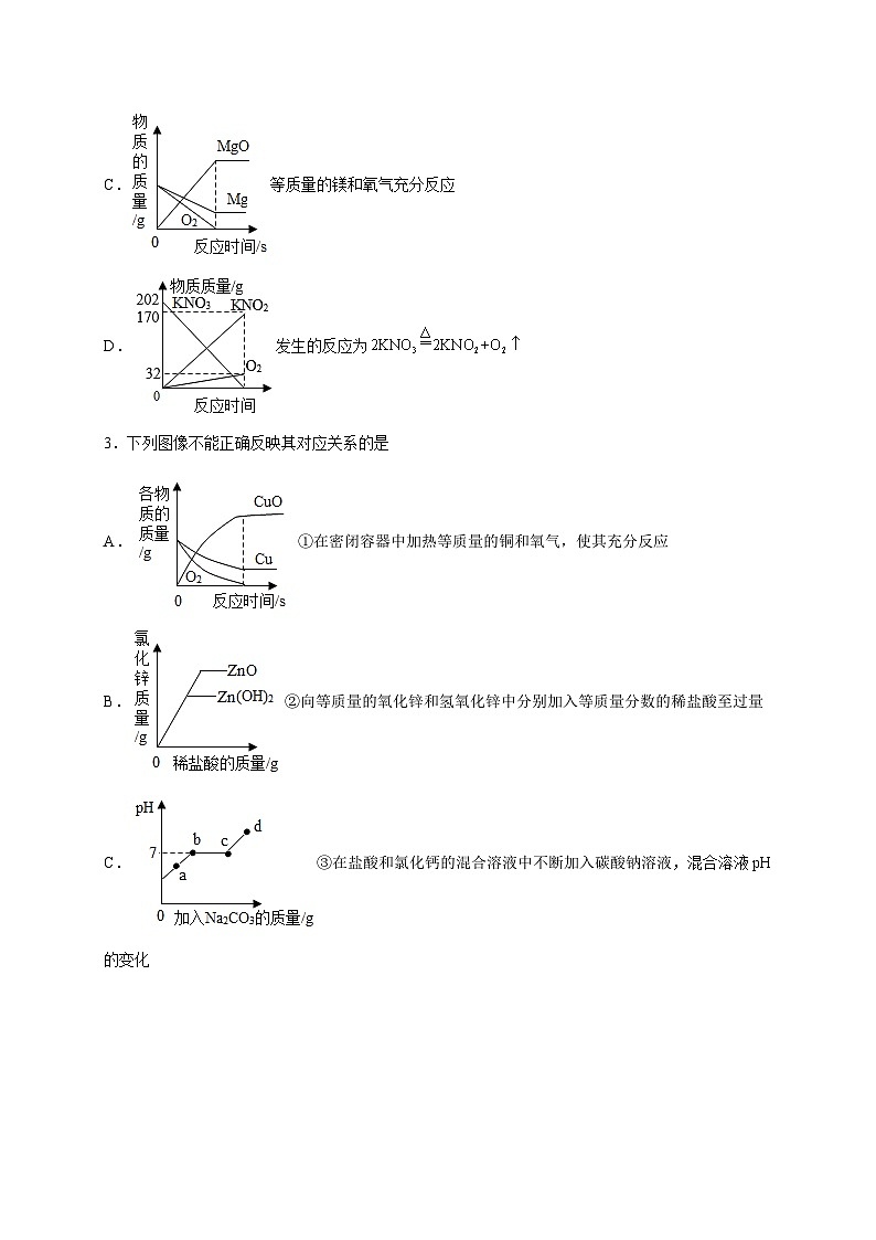 选择专练09(图像分析40题)-2022年中考化学常考点专题必杀集训(人教版)02