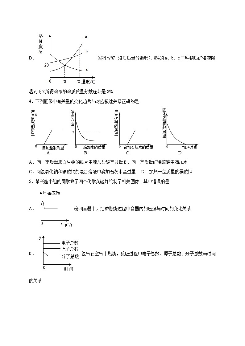 选择专练09(图像分析40题)-2022年中考化学常考点专题必杀集训(人教版)03