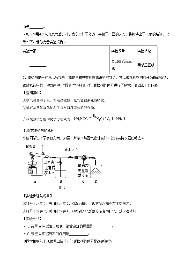 專練20（實(shí)驗(yàn)探究25題）-2022年中考化學(xué)?？键c(diǎn)專題必殺集訓(xùn)（人教版）（原卷版）第2頁(yè)