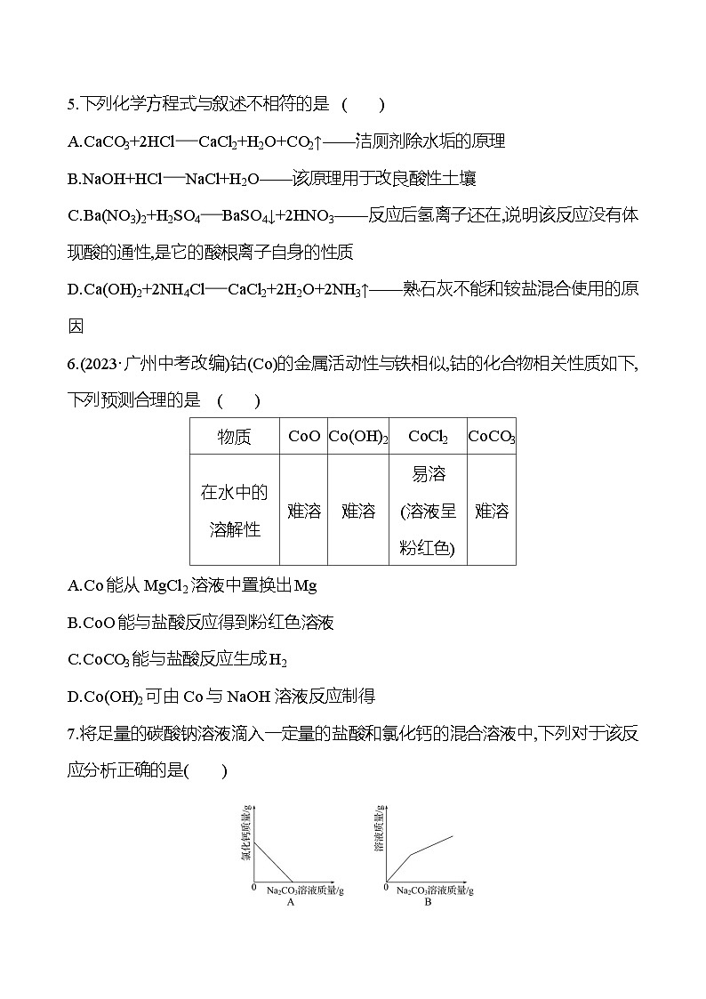 2023-2024 人教版化学 福建中考一轮复习 板块一 主题7 盐和化肥 专题练习(学生版)第2页